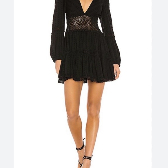 Free People Dresses & Skirts - Free People Black Lace-Waist V-Neck Mini Dress The delightful size 8